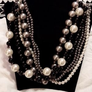7 stand faux pearl necklace